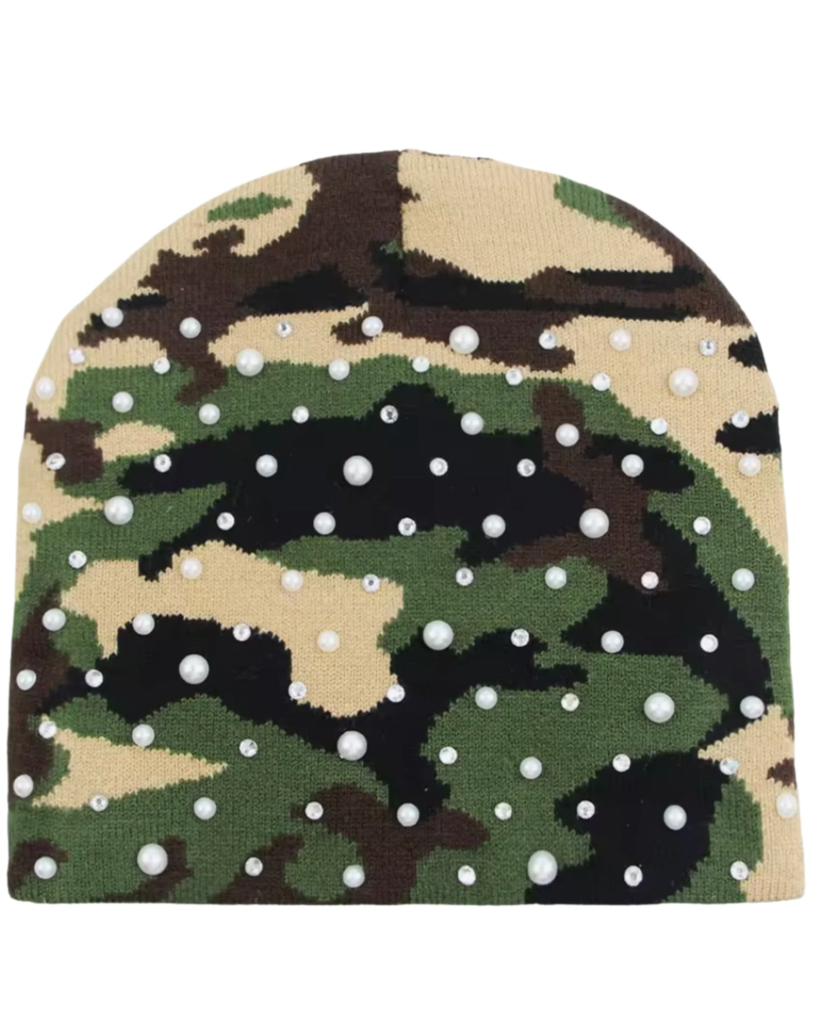 Studded Green Camo Beanie