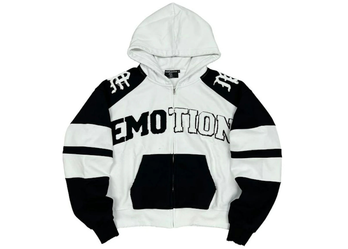 Mixed Emotion Varsity Hoodie Black White