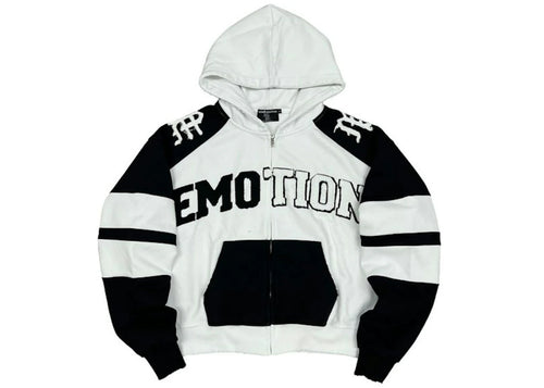 Mixed Emotion Varsity Hoodie Black White