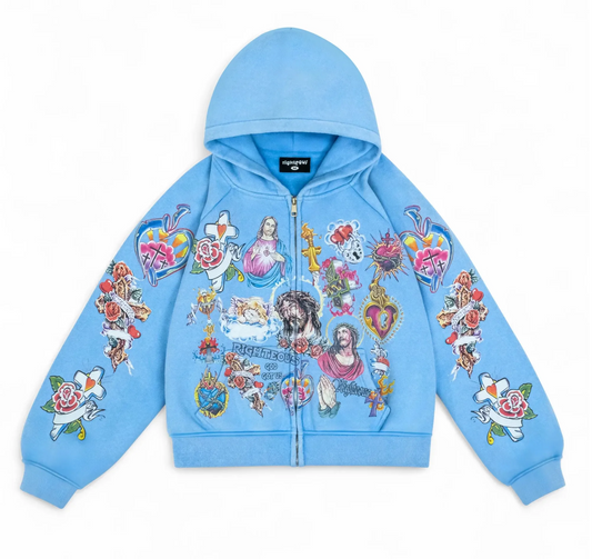 Righteous Zip-Up Hoodie Blue