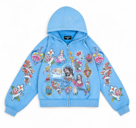 Righteous Hoodie Zip Up Blue
