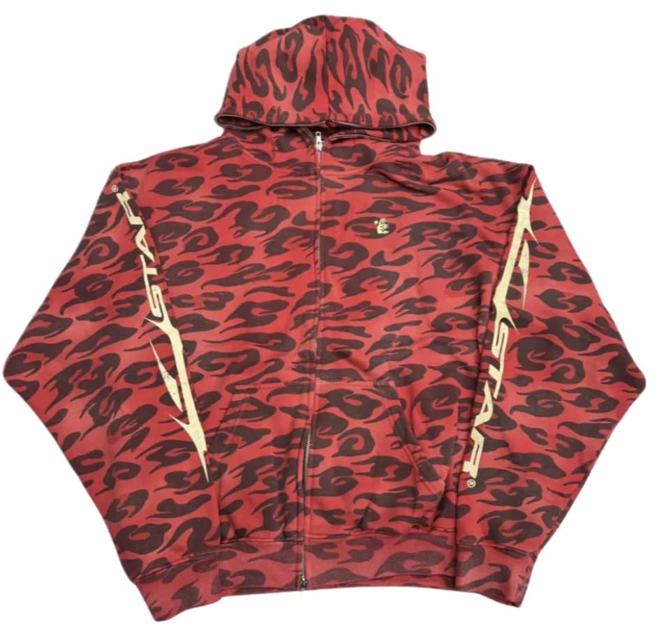 Hellstar Cheetah Zip Up Red