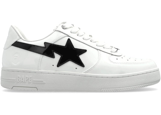 A Bathing Ape Bape Sta #1 White Black Patent Leather