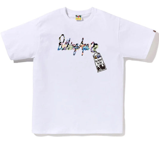 A Bathing Ape Art Camo Paint Tube Tee White