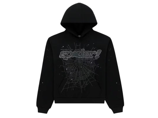 Sp5der Rhinestone Punk V2 Hoodie Black
