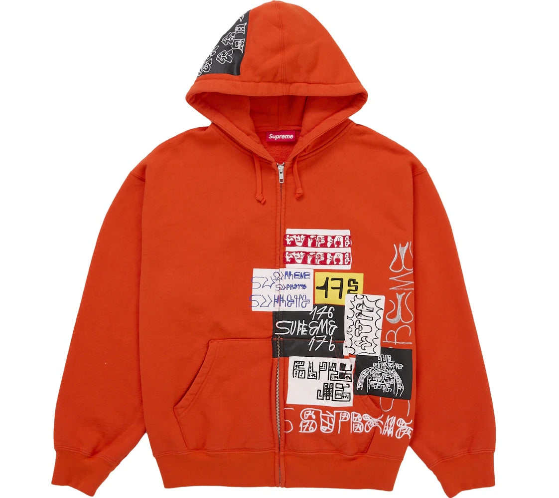 Supreme 176 Zip Up Hooded Sweatshirt Bright Orange