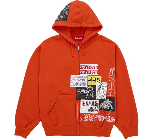 Supreme 176 Zip Up Hooded Sweatshirt Bright Orange