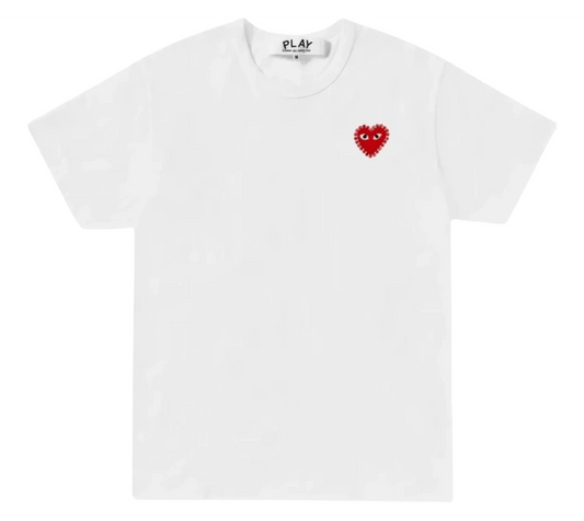 Comme des Garcons PLAY Heart Rhinestone P1T801 T-shirt White