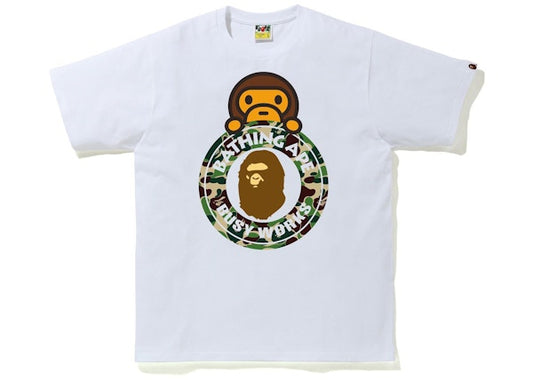 BAPE ABC Camo Milo on Busy Works Tee White/Green