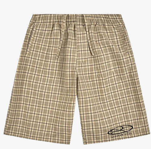 Boredom Kills Lounge Plaid Track Shorts Khaki