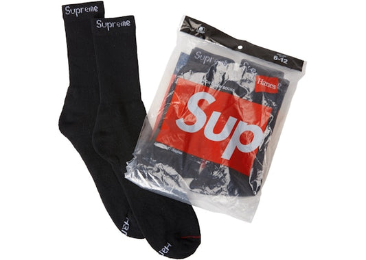 Supreme Hanes Socks (4 Pack) Black