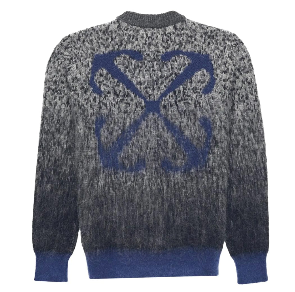 Mohair Arrow Gradient Knit Crewneck Grey Blue