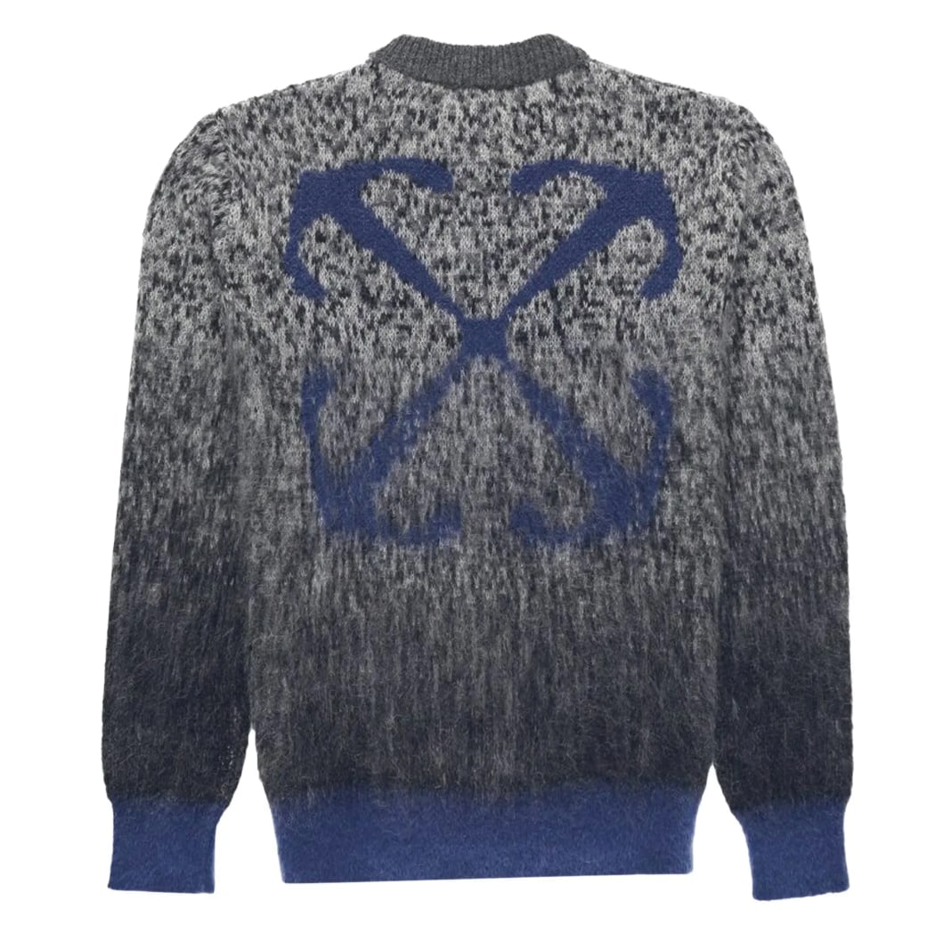 Mohair Arrow Gradient Knit Crewneck Grey Blue
