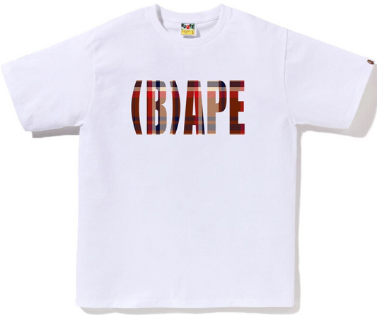 Bape Check Logo Tee White