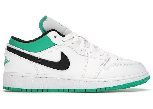 Jordan 1 Low White Lucky Green Tumbled Leather (GS)