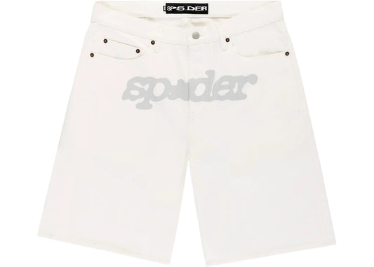 Sp5der V3 Logo Denim Short White