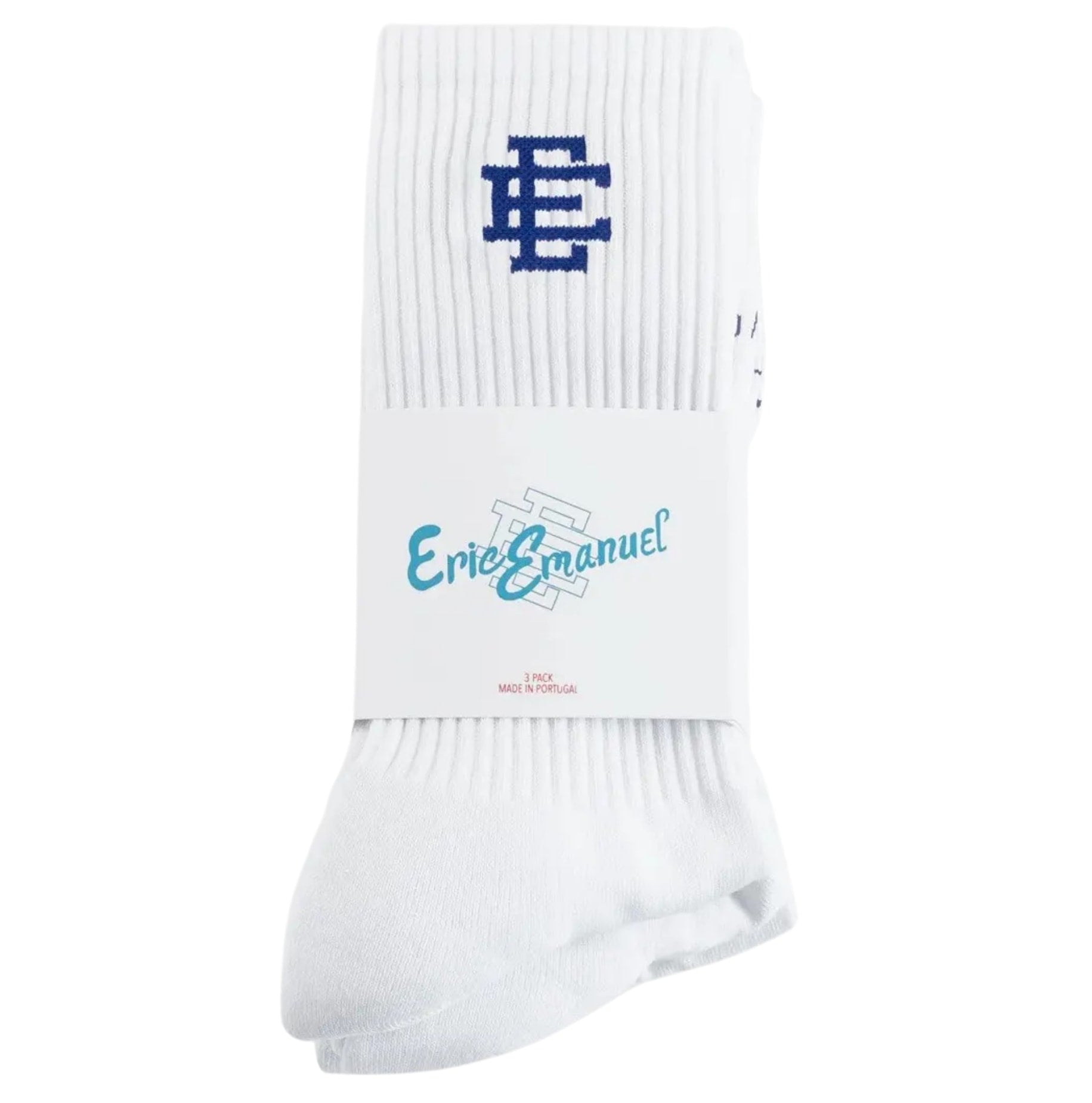 Eric Emanuel EE White Socks Royal Blue 3-pack