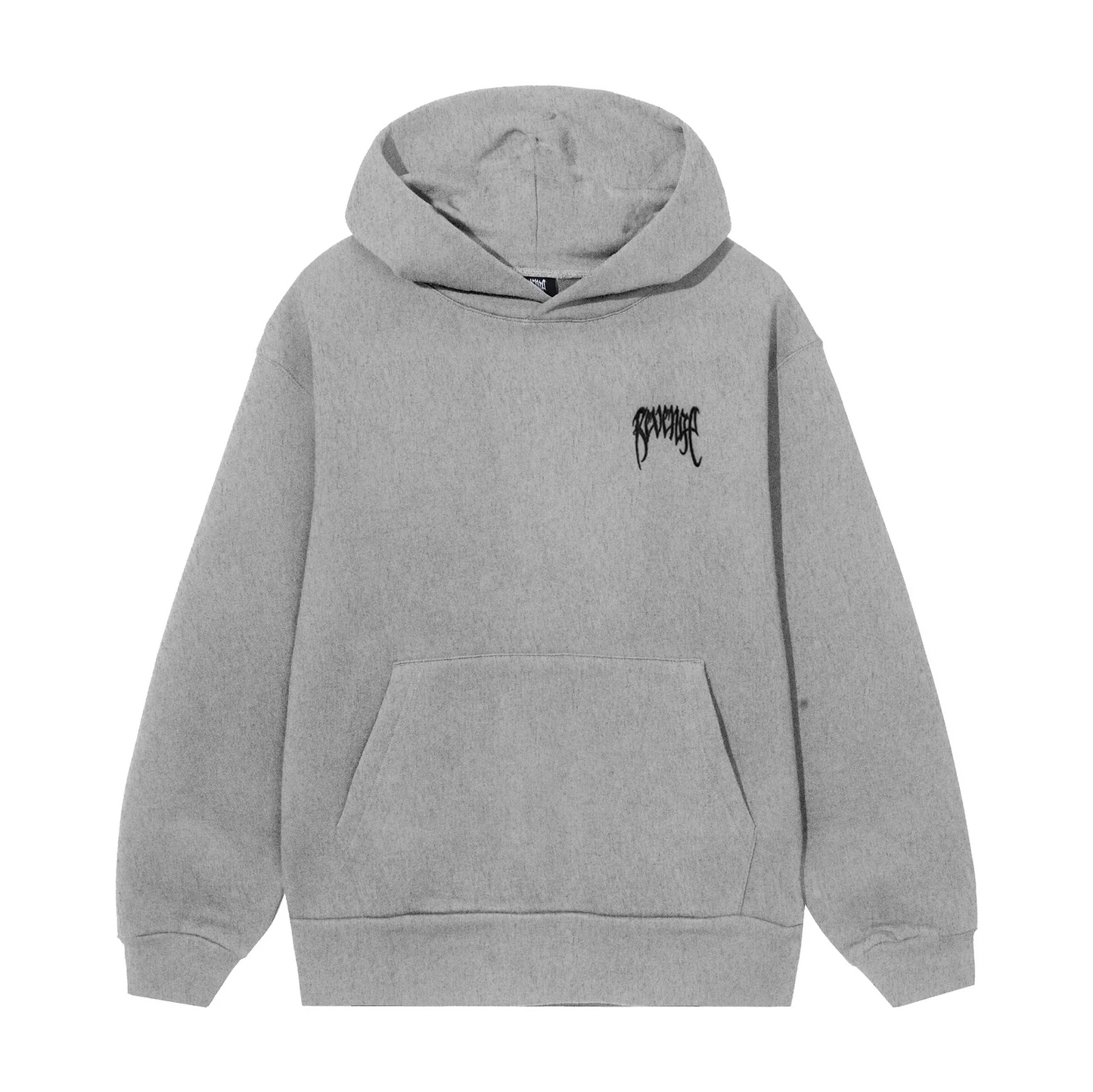 Revenge Heather Grey Embroidered Basic Hoodie