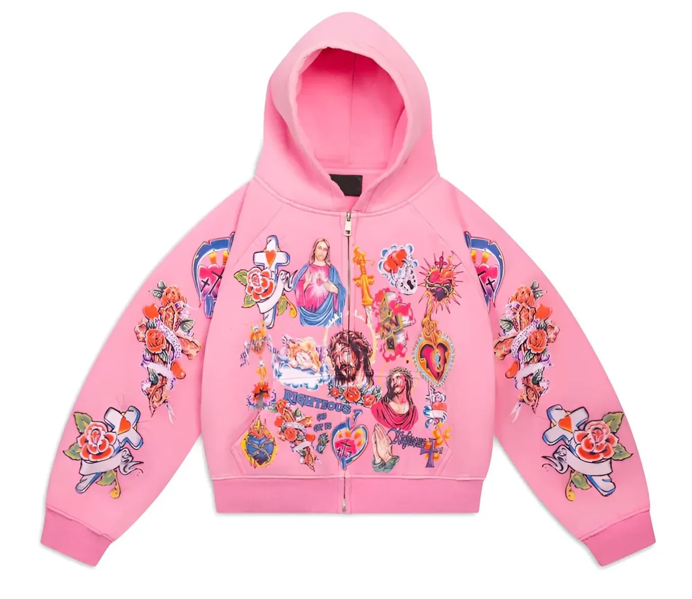 Righteous Zip-Up Hoodie Pink