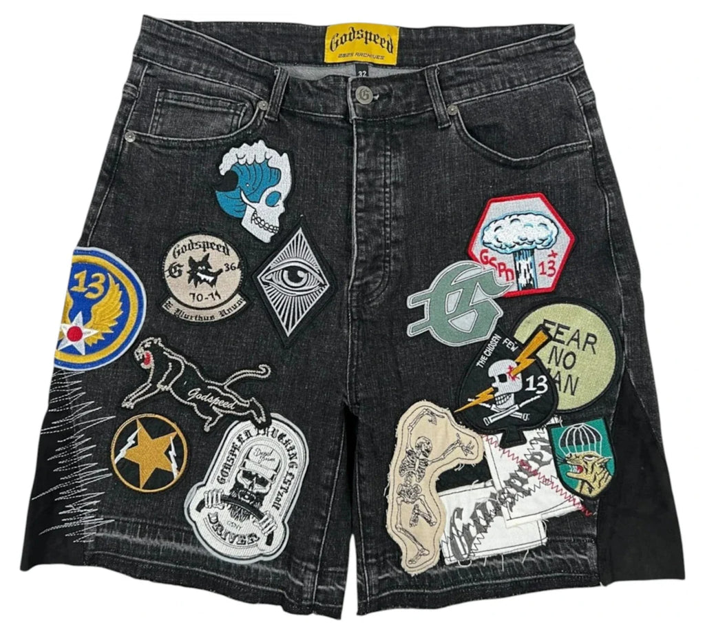 Godspeed Patchwork Denim V2 Shorts Black