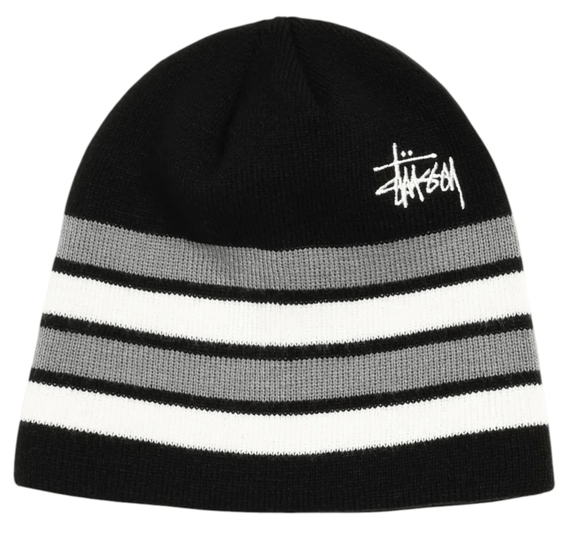 Stussy Basic Striped Skullcap Beanie Black