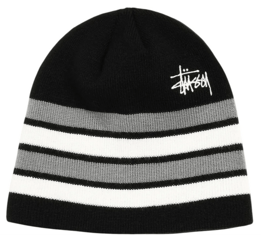 Stussy Basic Striped Skullcap Beanie Black