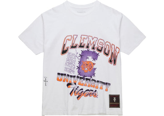 Travis Scott x Mitchell & Ness Clemson Tigers Hand-Drawn T-Shirt White