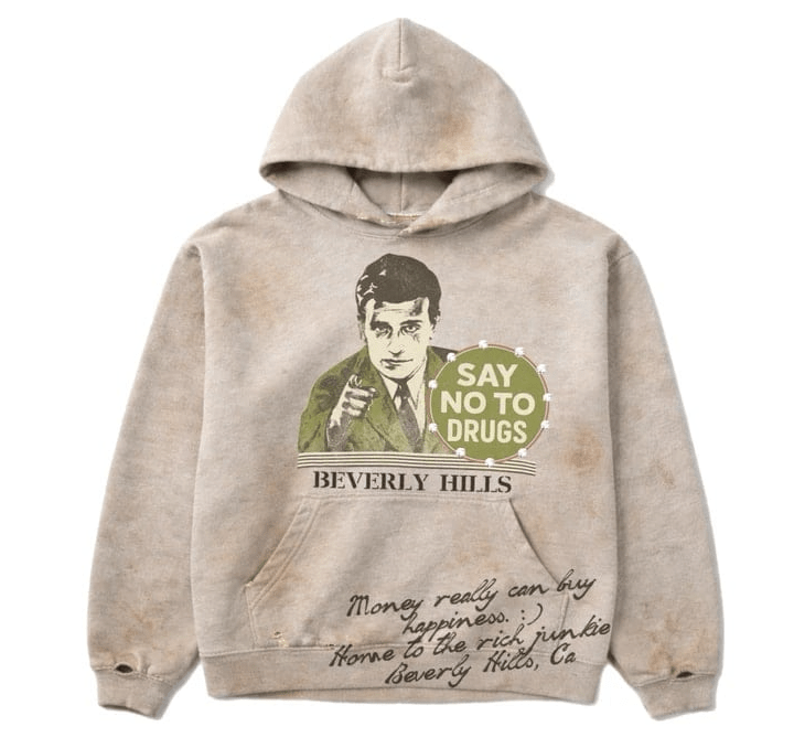 Amis Et Fleurs Rich Junkies Washed Grey Hoodie