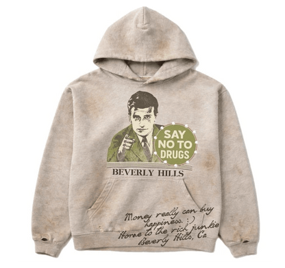 Amis Et Fleurs Rich Junkies Washed Grey Hoodie