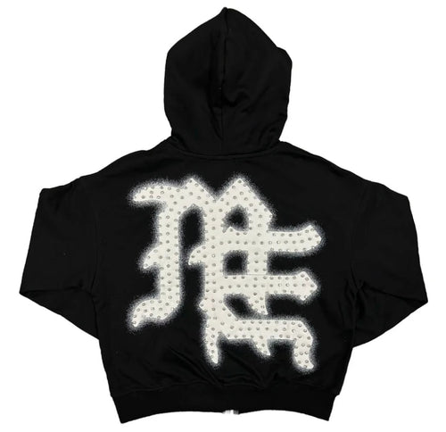 MIXED EMOTION NEVER DIE RHINESTONE ZIP UP