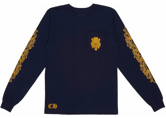 Chrome Hearts V89 Dagger L/S T-shirt Navy/Yellow