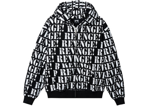 Revenge Allover Logo Zip Sweatshirt Black/White