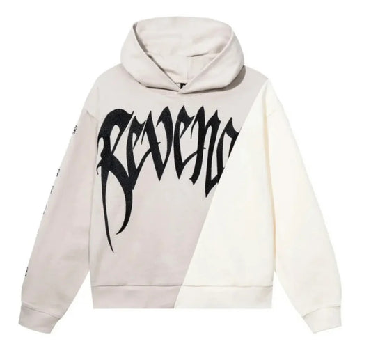 Revenge Embroidered Split Arch Hoodie Cream