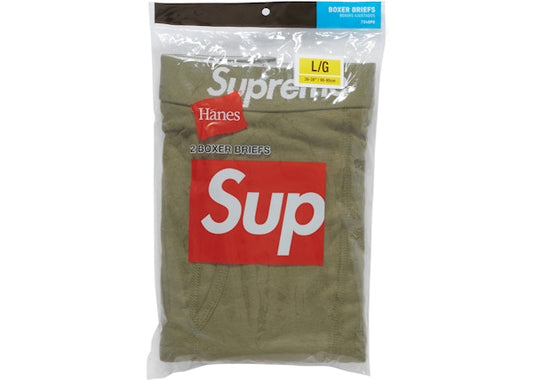 Supreme Hanes Boxer Briefs (2 Pack) Olive