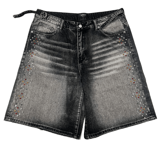 Happy Memories Don't Die HMDD 'Washed Black' Crystal Jorts