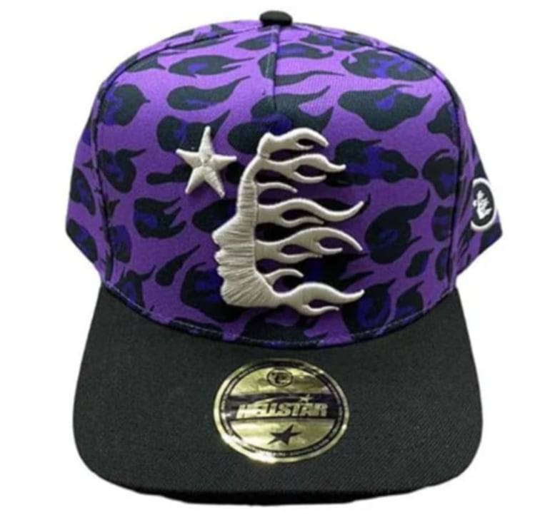 Hellstar Cheetah Print Snapback Hat Purple