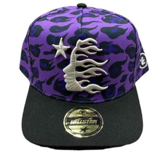 Hellstar Cheetah Print Snapback Hat Purple