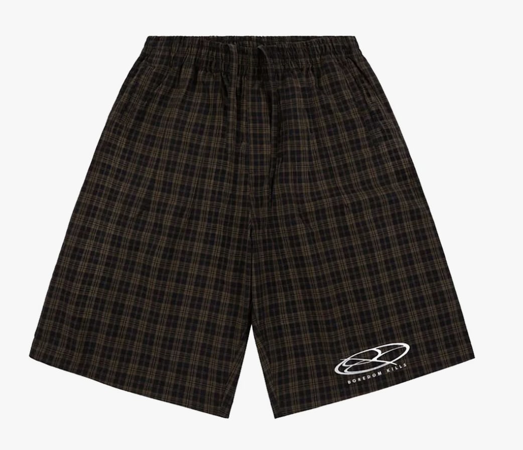 Boredom Kills Lounge Plaid Track Shorts Black