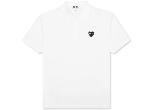 Comme des Garcons Play Black Emblem Polo White
