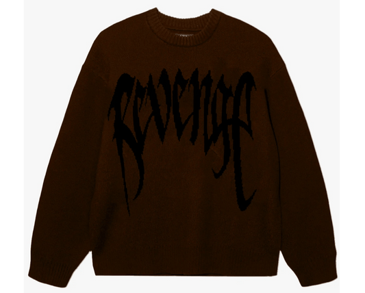 Revenge Arch Logo Knit Sweater Brown/Black