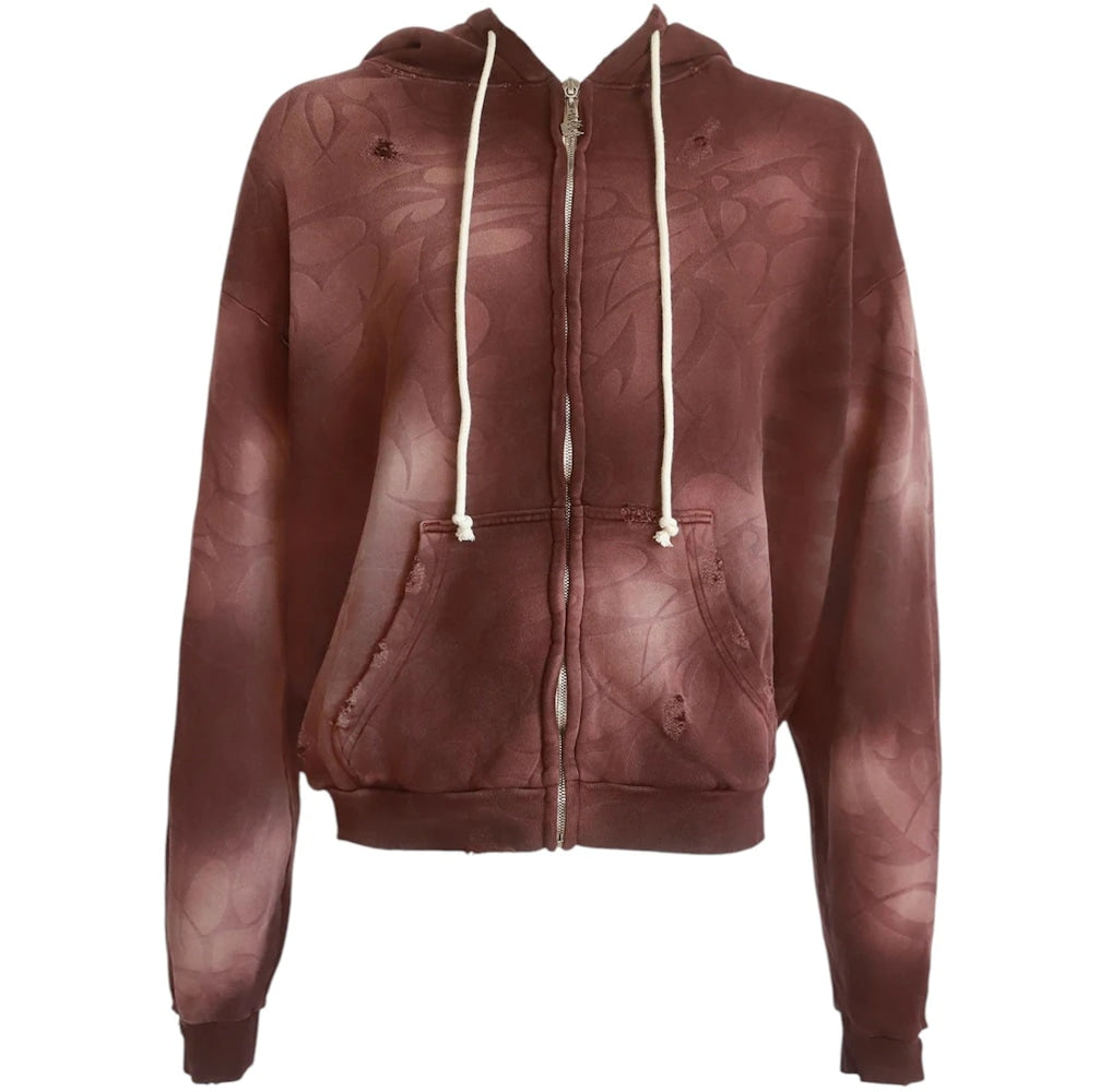 Hellstar Tribal Zip-Up Hoodie Brown