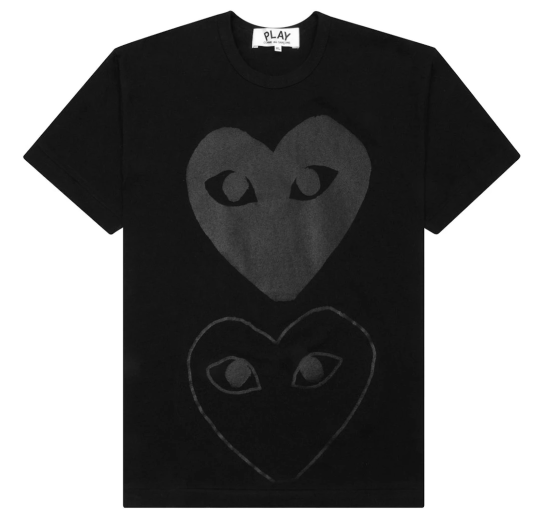 Comme des Garcons Play Double Black Hearts T-shirt Black