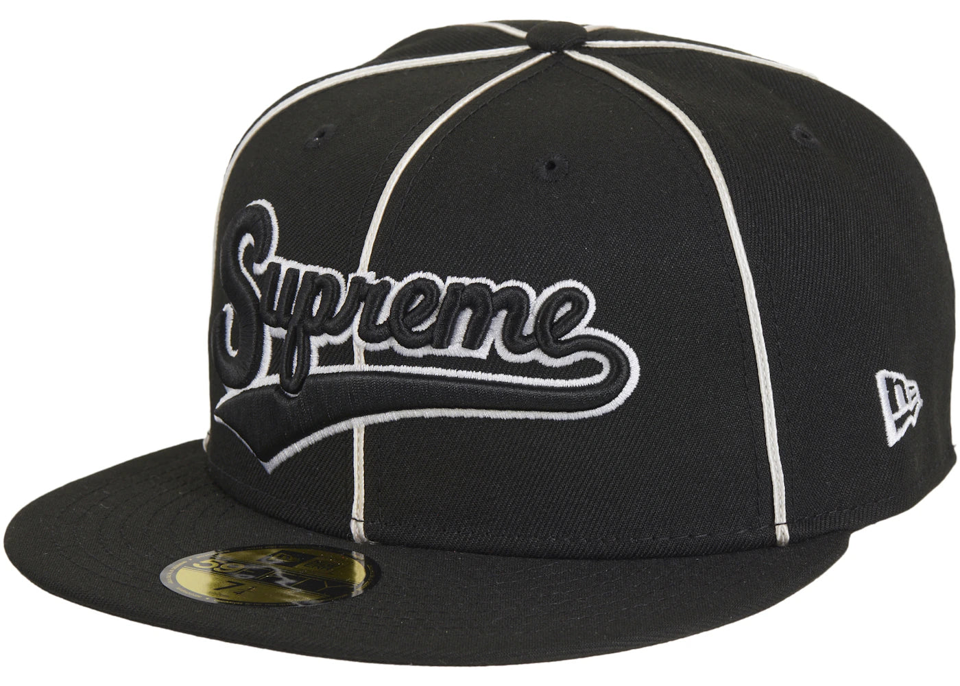 Supreme x New Era Piping Script Logo Cap Black