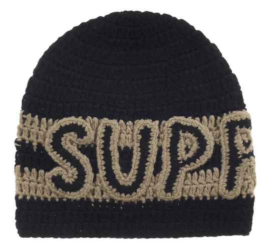 Supreme Crochet Logo Beanie Black