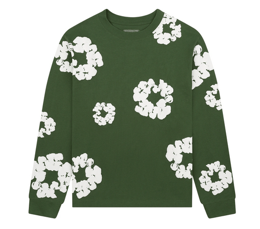 Denim Tears Long Sleeve Cotton Wreath T-shirt Green