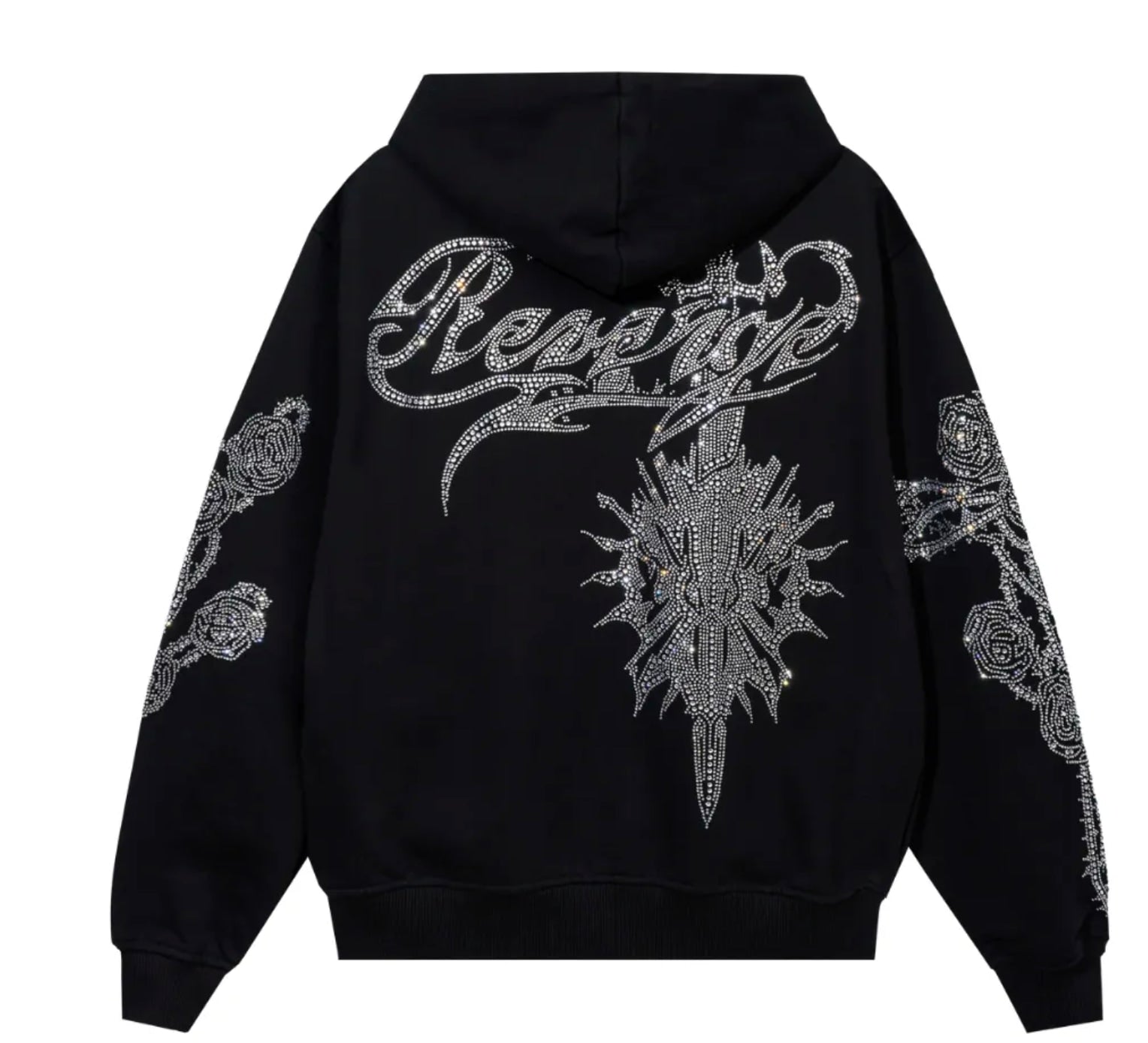 Revenge Rose Sword Bejeweled Zip Up