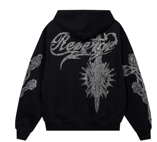 Revenge Rose Sword Bejeweled Zip Up