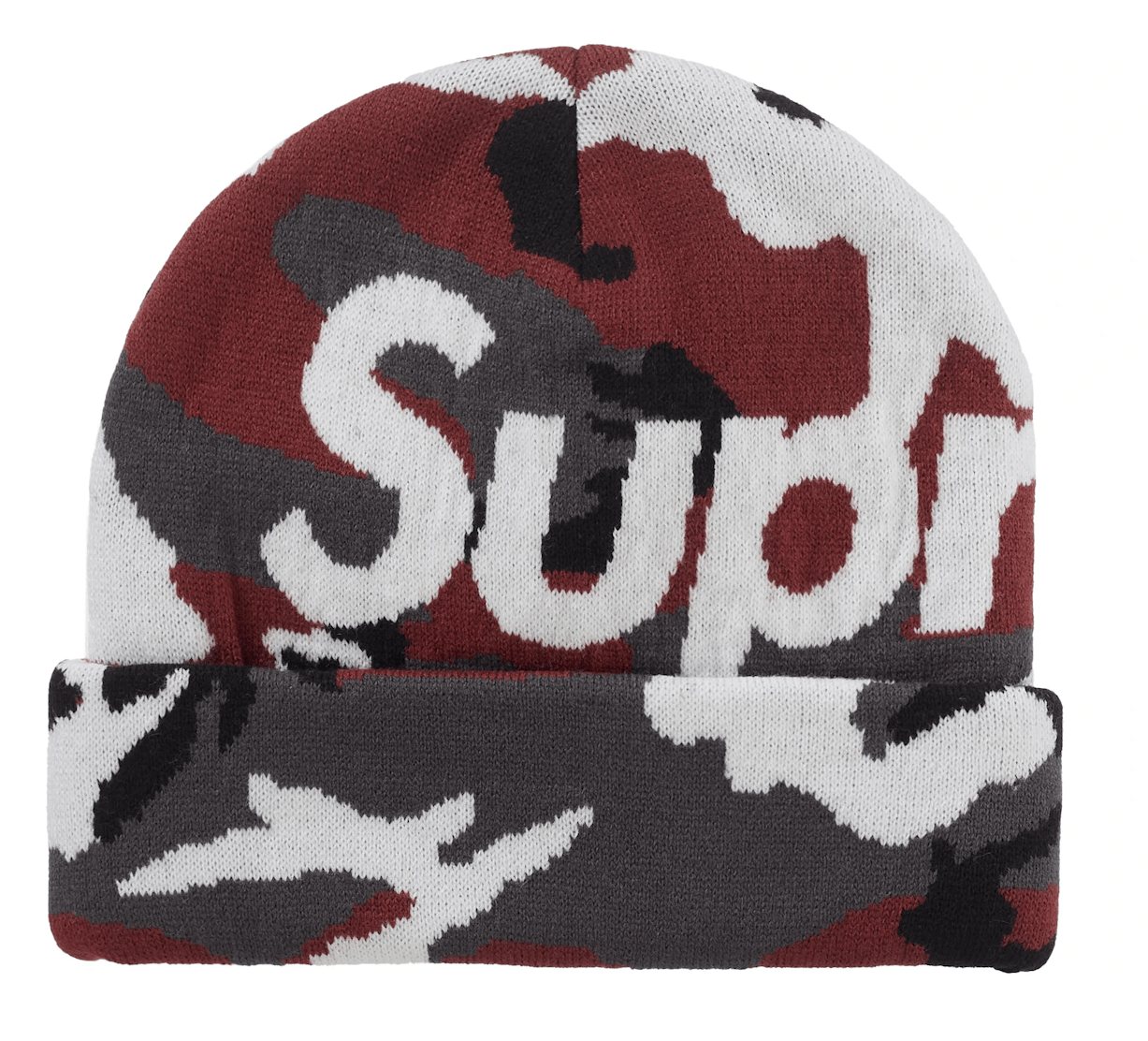 Supreme Camo Big Logo Beanie Red Camo