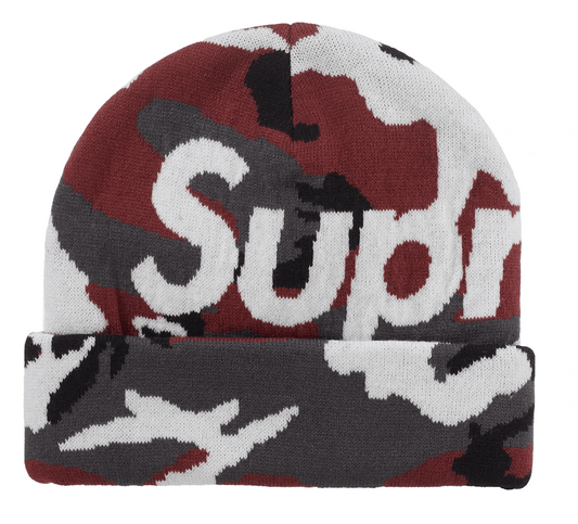 Supreme Camo Big Logo Beanie Red Camo
