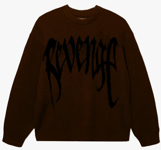 Revenge Arch Logo Knit Sweater Brown/Black